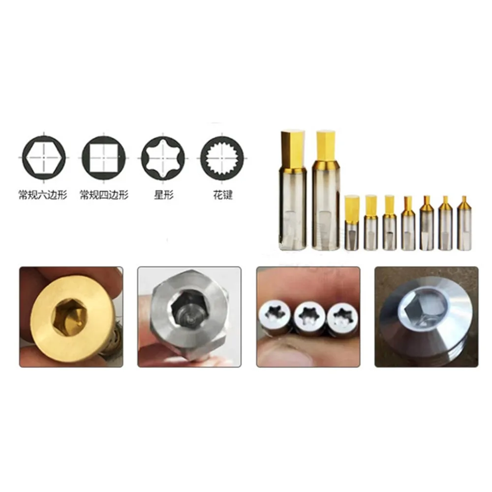 8mm 16mm Shank CNC HSS Inner Hexagon Rotary Broaching Punch Head Hex Rolling Burnishing Head Tool