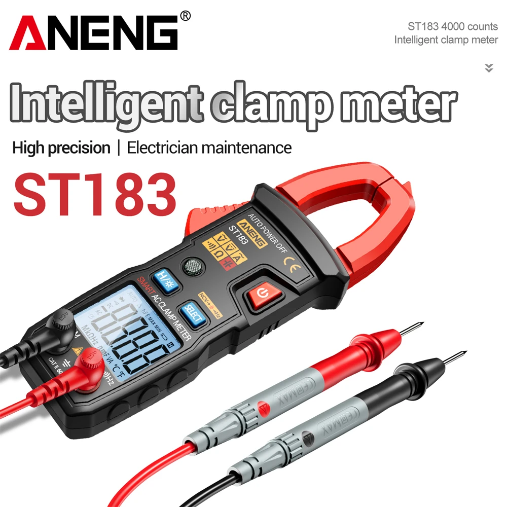 スマートクランプメーターマルチメータープロフェッショナル検出aneng-st183抵抗dc-ac電圧hz測定電気技師用テスターツール