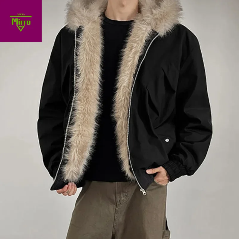 

Versatile Fleece-Lined Warm Cotton Jacket Autumn Winter New Men's Hooded Loose Zipper Cardigan Coat