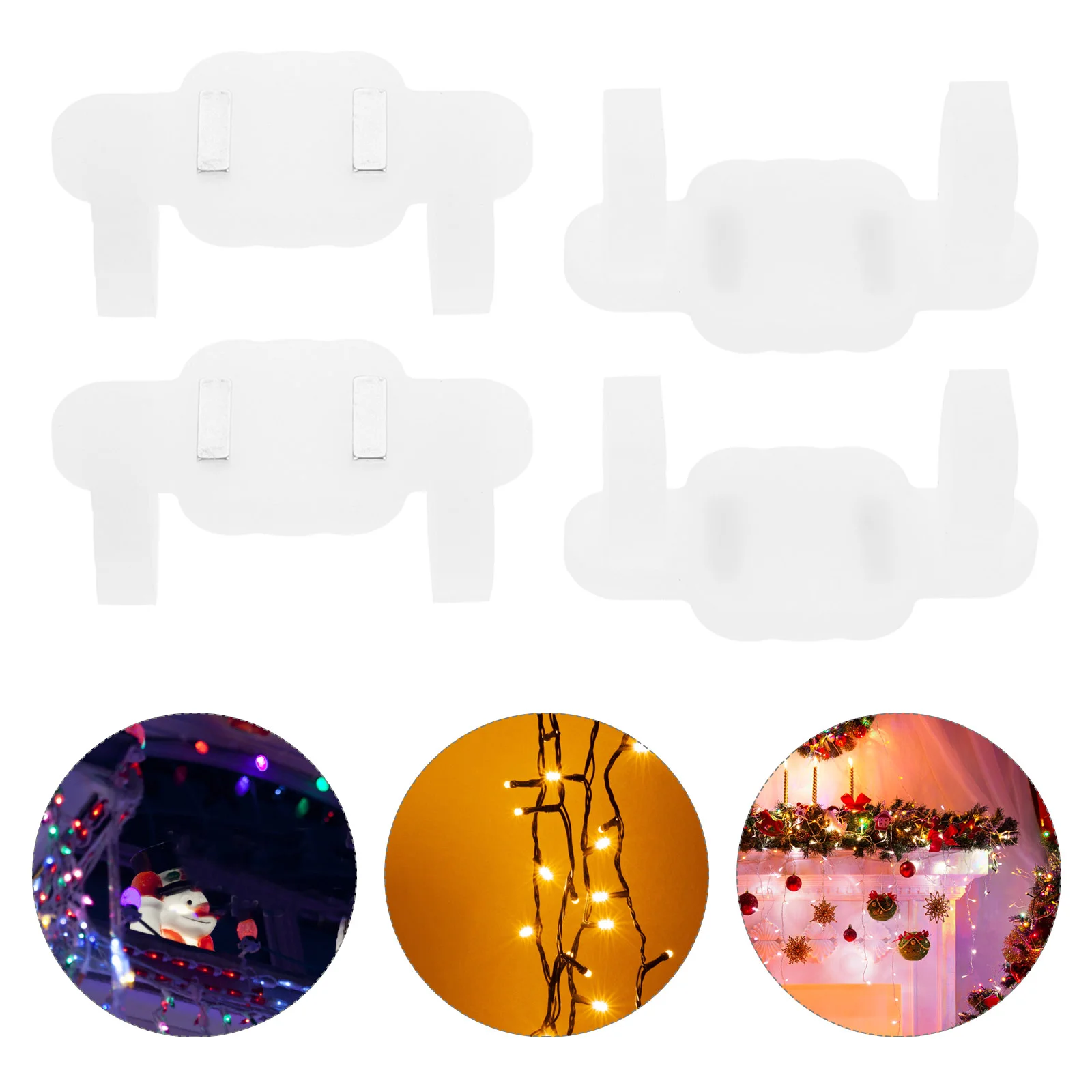 4 Pcs Hook up Magnetic Light Strip Christmas Decor Silica Gel Gutter Hooks for Lights