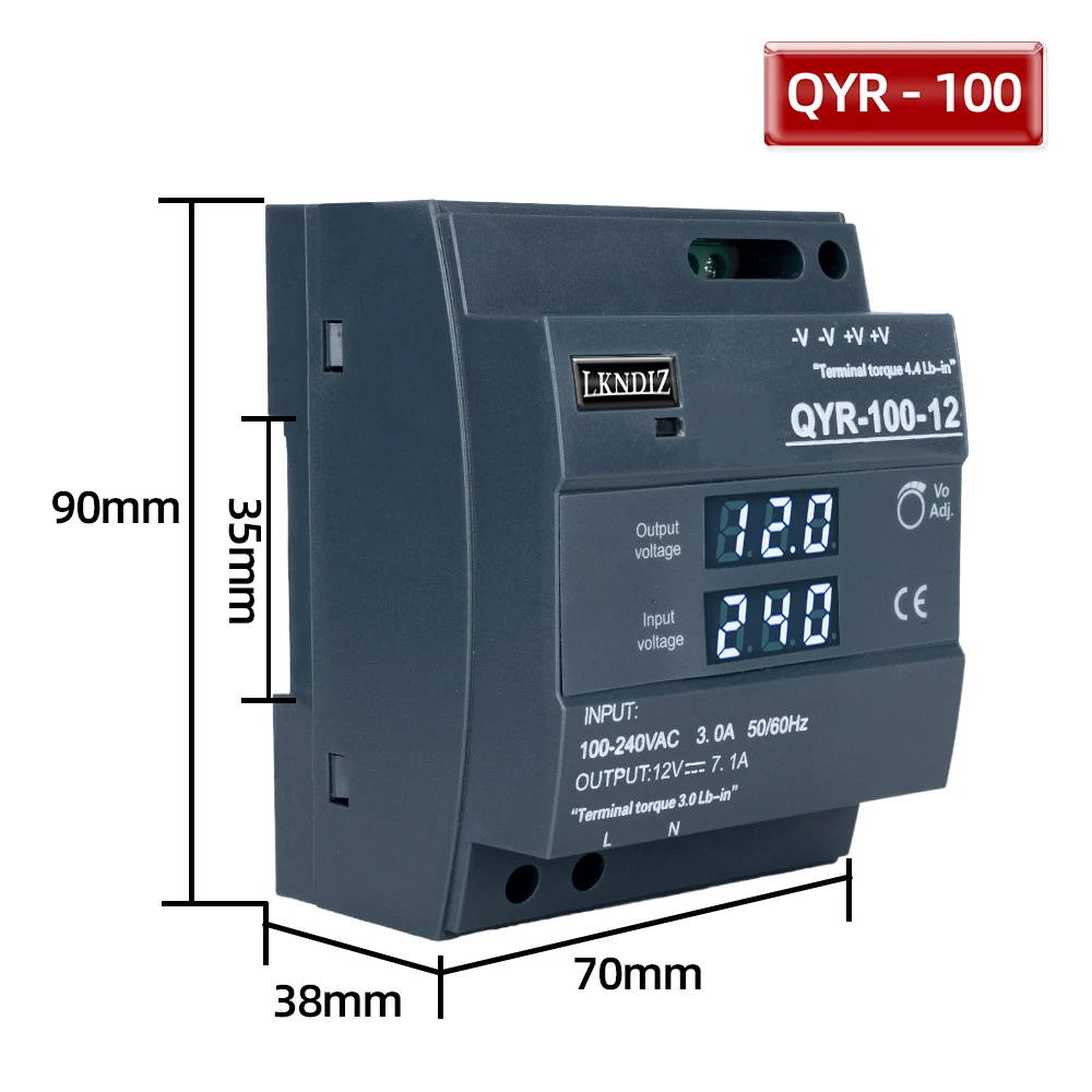 Lknbota QYR-60W 100W 150W alimentatore Switching su guida DIN AC-DC 12V 24V con Display digitale industriale per striscia luminosa a LED