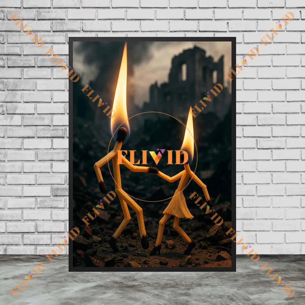 Funny Stick Figure Match Burning Poster Wall Pictures For Living Home Decor Posters Wall Art Canvas Painting Unframed