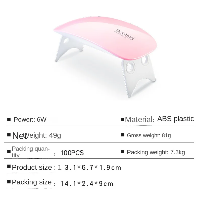 Folding 6w Mini Nail Dryer Machine Portable 6 Led Uv Manicure Lamp Home Use Nail Lamp For Drying Nail Gel Polish With Usb Cable