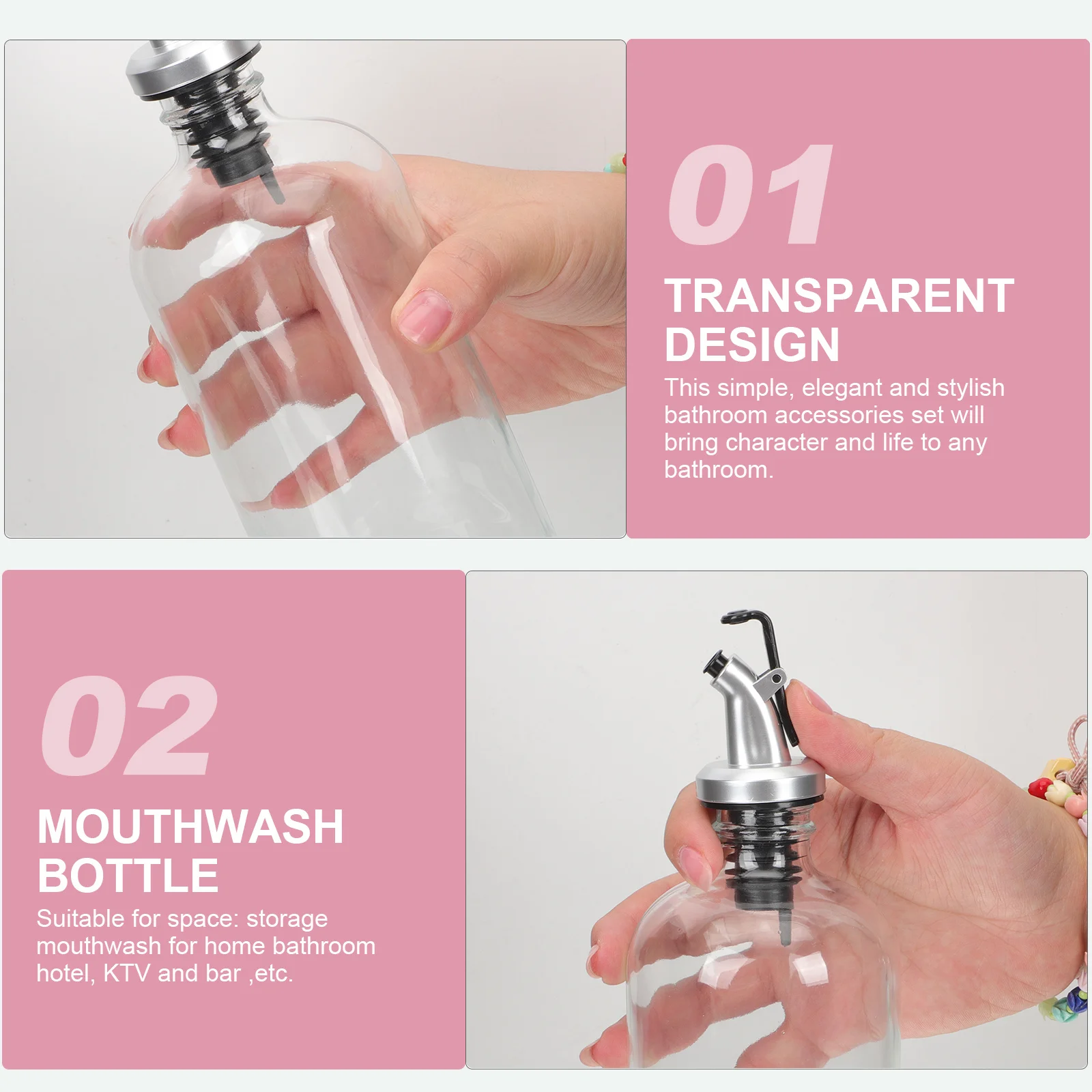 

1Set Mouthwash Dispenser Set Glass Bottle Mouth Wash Dispenser Rustproof Eco Friendly Bathroom Supplies