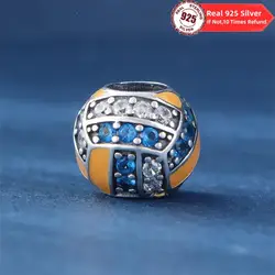 2023 Real 925 Sterling Silver Charms New Volleyball Sport Beads Fit Original Bracelet Jewelry Making Diy Women Gift