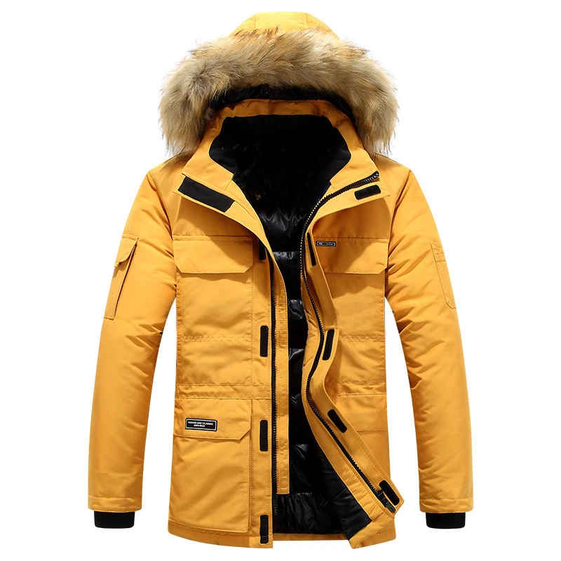 Mens Winter Fur Hooded Parkas Jackets Men Snow Windproof Down Coats Thickened -30 Degree Keep Warm Outdoor Outerwear M-6XL