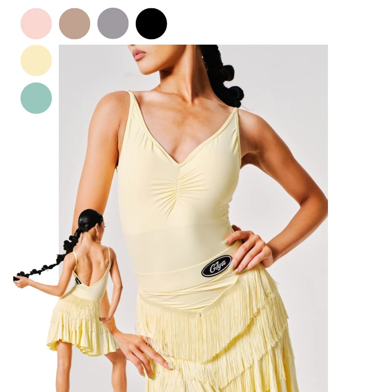 

Модная одежда для латинских танцев, костюм для выступлений в бальных танцах для взрослых, женский топ без рукавов для латинских танцев, юбка с бахромой, костюм SL15361