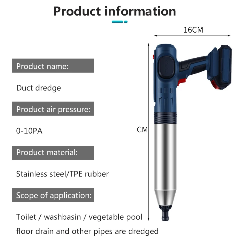 Kitchen WC Sewer Sink Cleaning Pipe Dredger Blockage Tool Wireless Lithium Battery Pipe Dredger Sewer Unblocker Accessories Kit