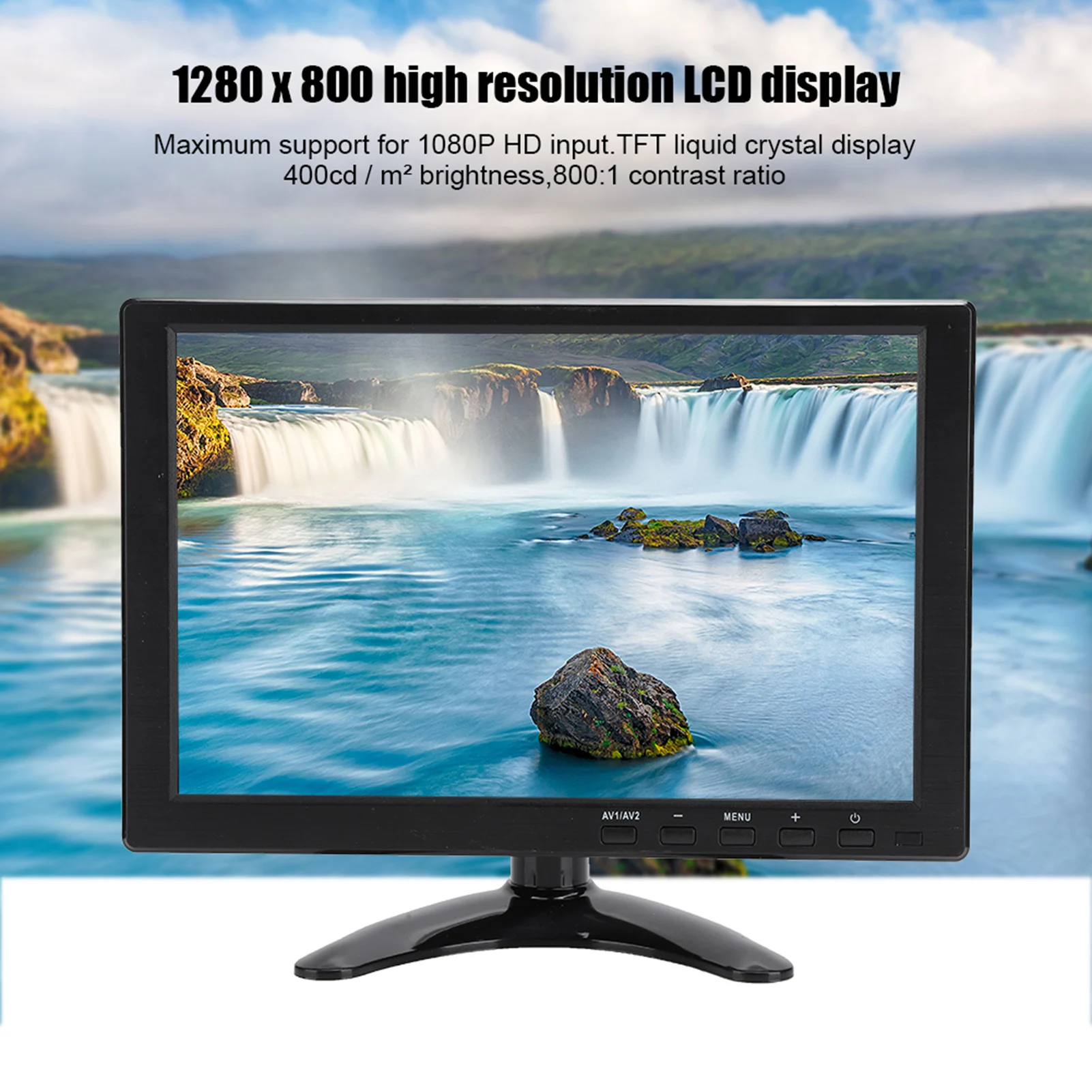 1080P Display LCD Monitor HDMI Monitor Universal 10.1in 1280x800 16:10 HD LCD Monitor Support HDMI / VGA / AV Input (100-240V)