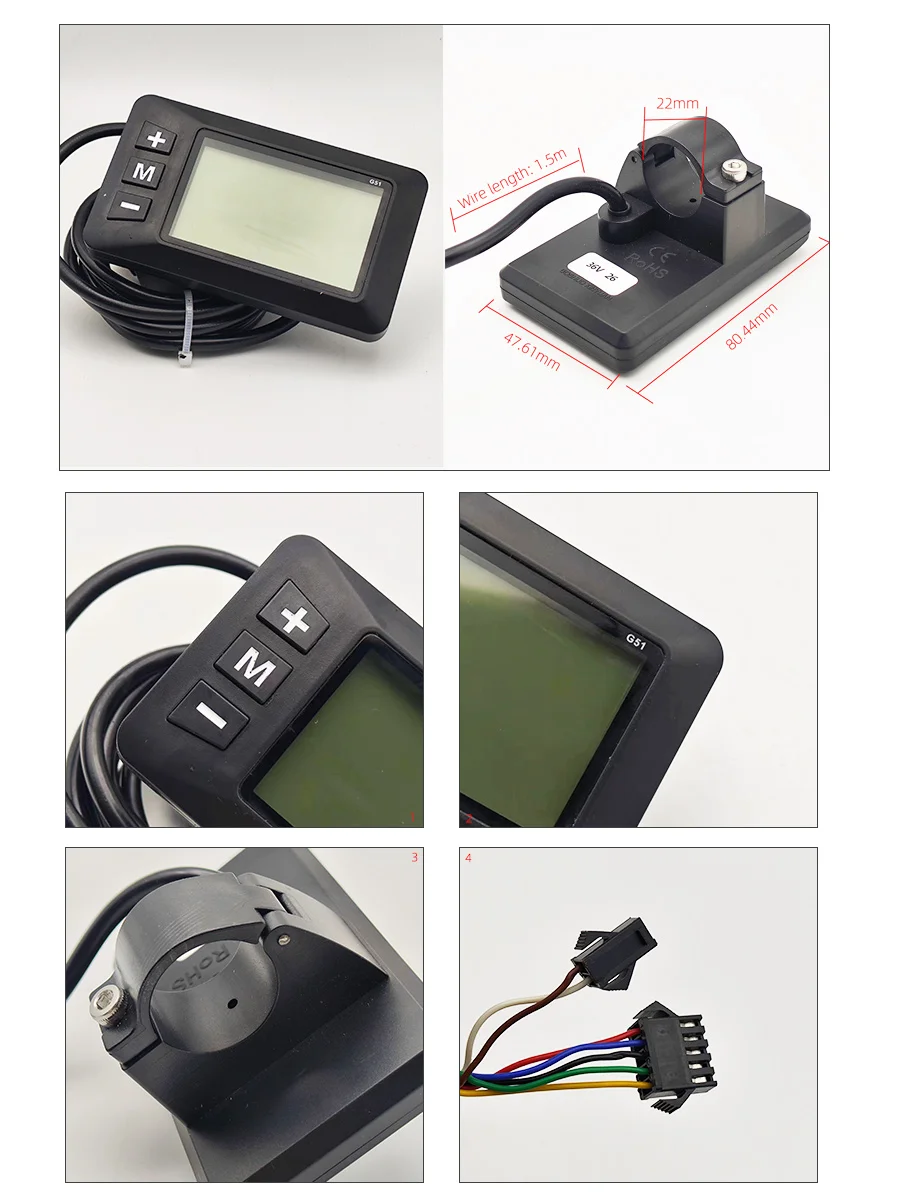 24V 36V 48V 250W 350W E-bike Brushless Motor Drive Controller G51 LCD Speed Display Screen Kit for Electric Mountain Bike Repair