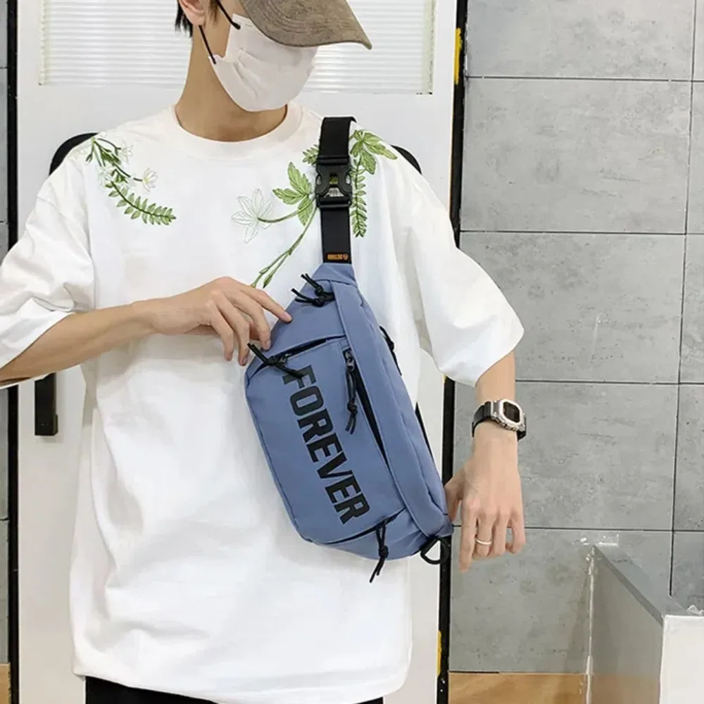 

Twill Men's Chest Bag Large Capacity Waterproof Outdoor Waist Bag Japanese Style Multi Functional Sports Walking Bag Boys
