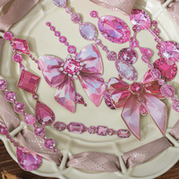 15pcs Crimson Diamond Poetry Series Gem Bead Chain Adhesive Stickers Creative DIY Diary Scrapbook Handmade Aesthetic Stickers