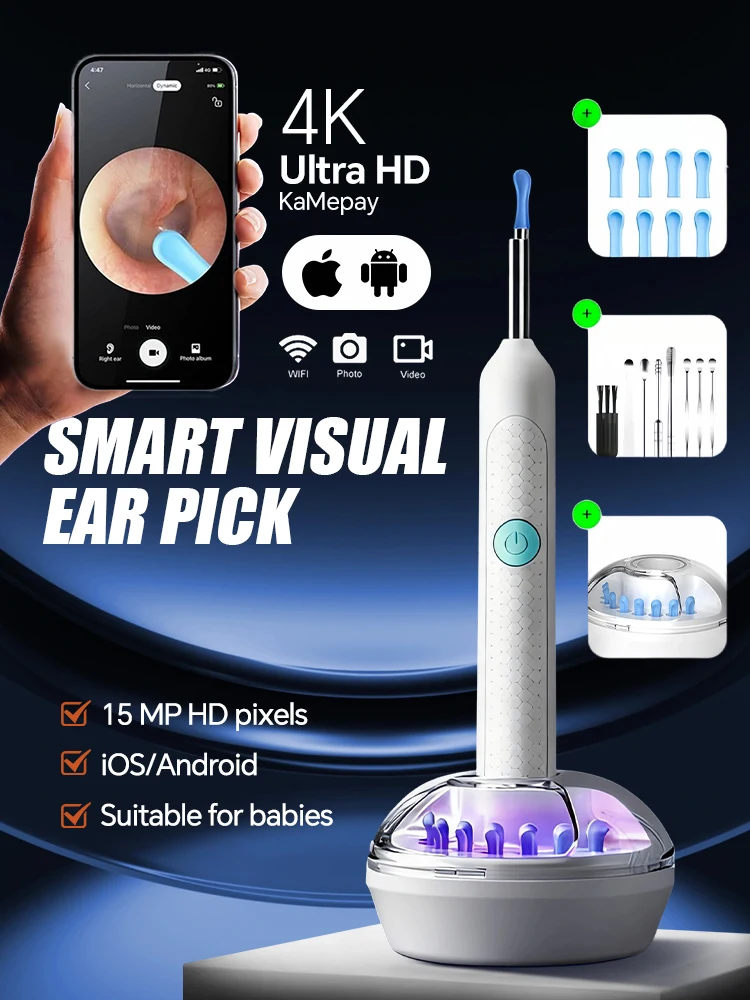 

upgrade Visual Ear Wax Cleaner Camera Safe Earwax Removal Endoscope with 5M Camera Ear Cleaning Tools Ear Care