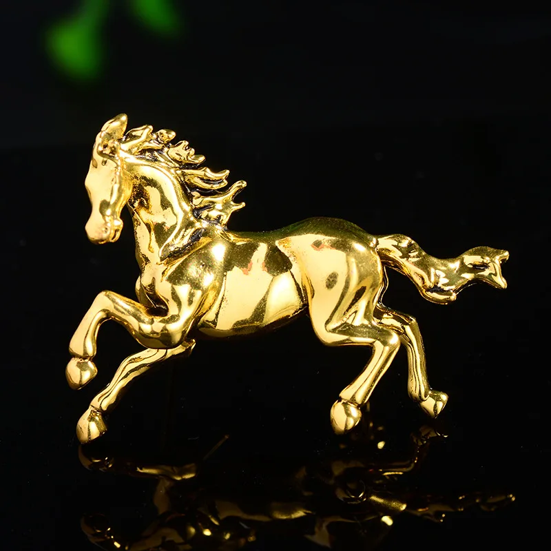 Chinese Zodiac Retro Pentium Horses Brooch for Women and Men Clothing Accessories Five-colored Corsage Enamel Pin Animal Jewelry