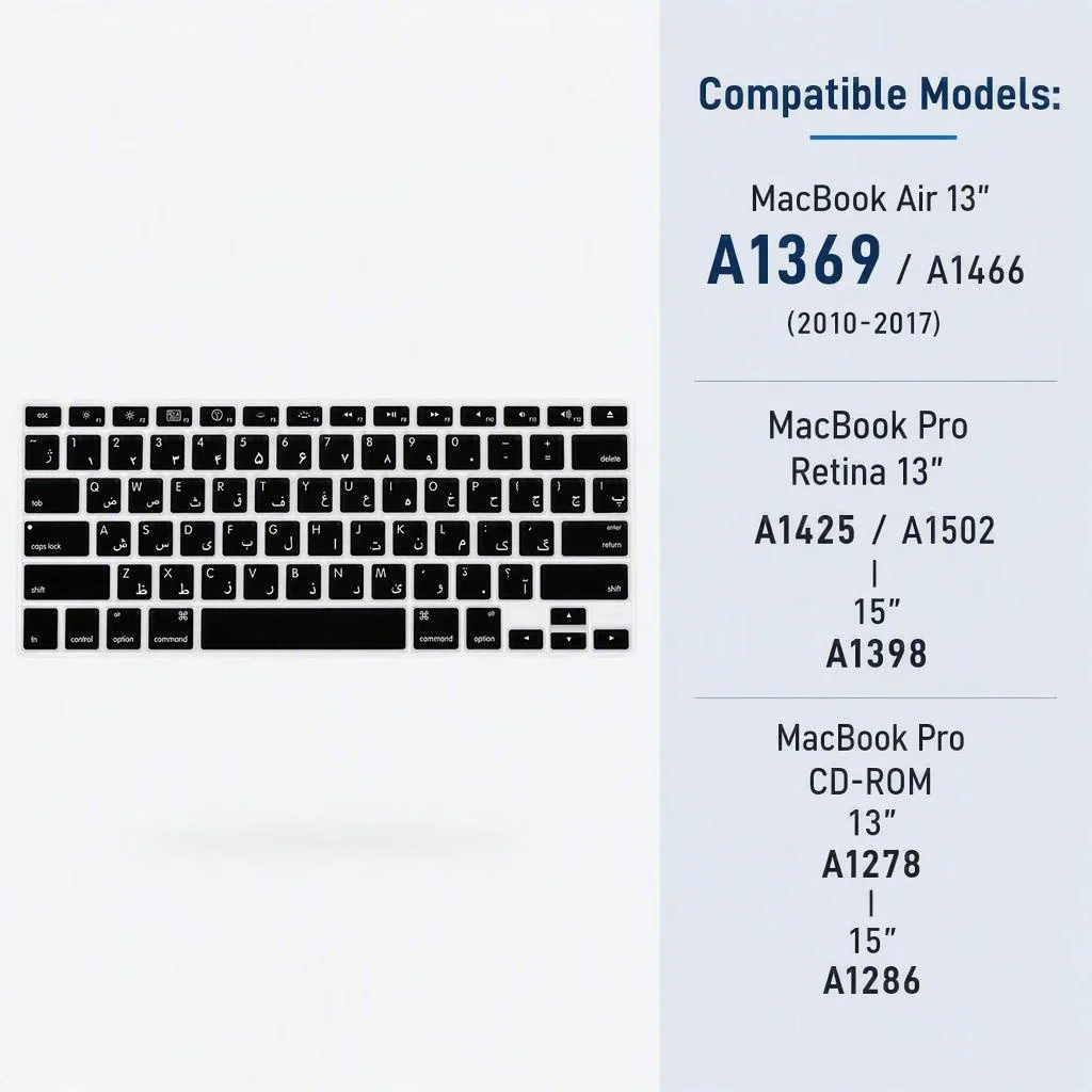 Persian Silicone Keyboard Cover US Layout Mac Air 13”A1466 A1369 Pro13/15”(With/Without Retina Display, 2015/Older Version