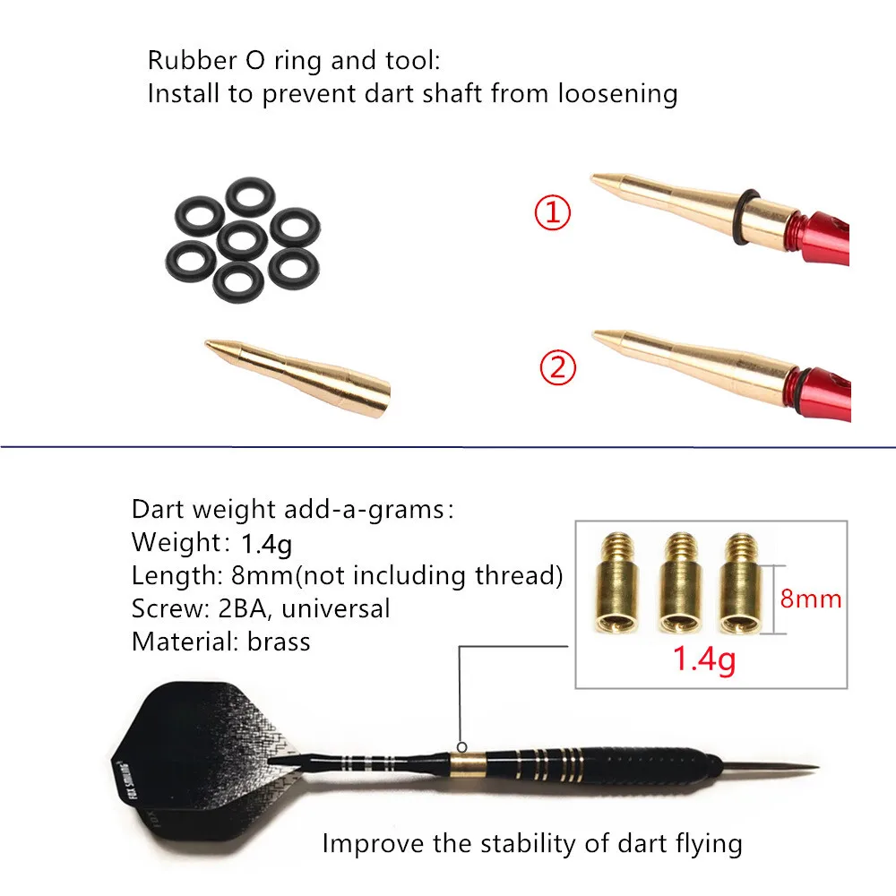 FOX SORRENTE Repair Kit Dart Tool com Aço Borracha O Ring, Sharpener Dart Acessórios Set, Flight Protector e Nós, 145PCs