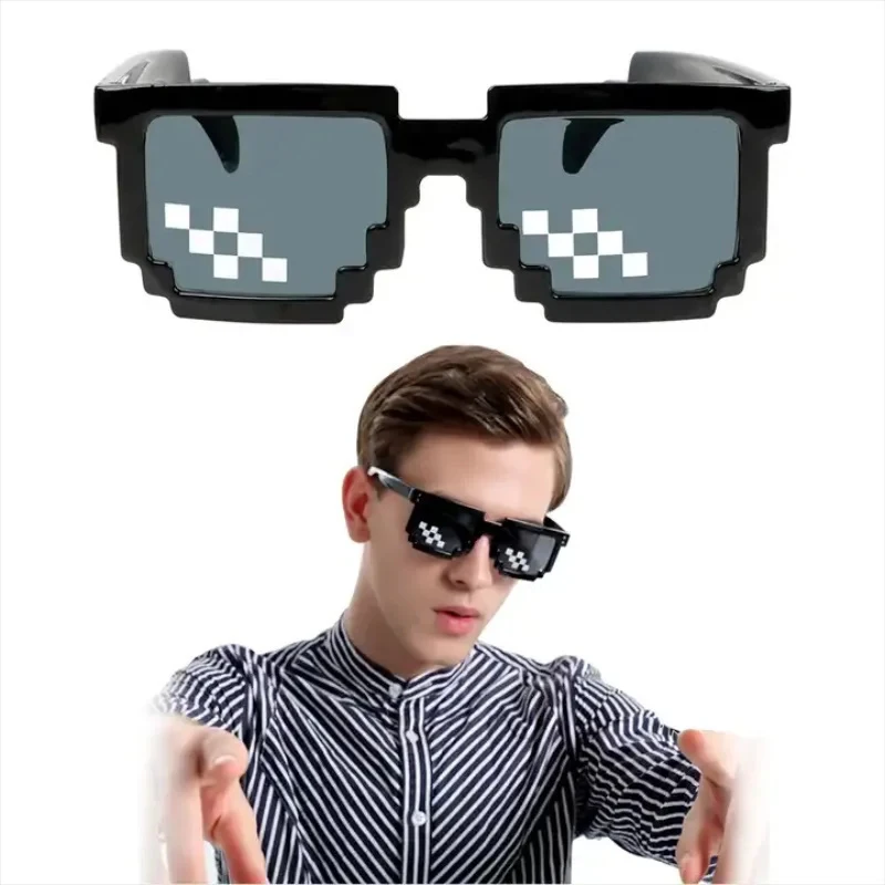 Mosaic Sunglasses Cool Party Vintage Shades Eyewear For Men Pixelated Sunglasses Black Funny Women Glasses