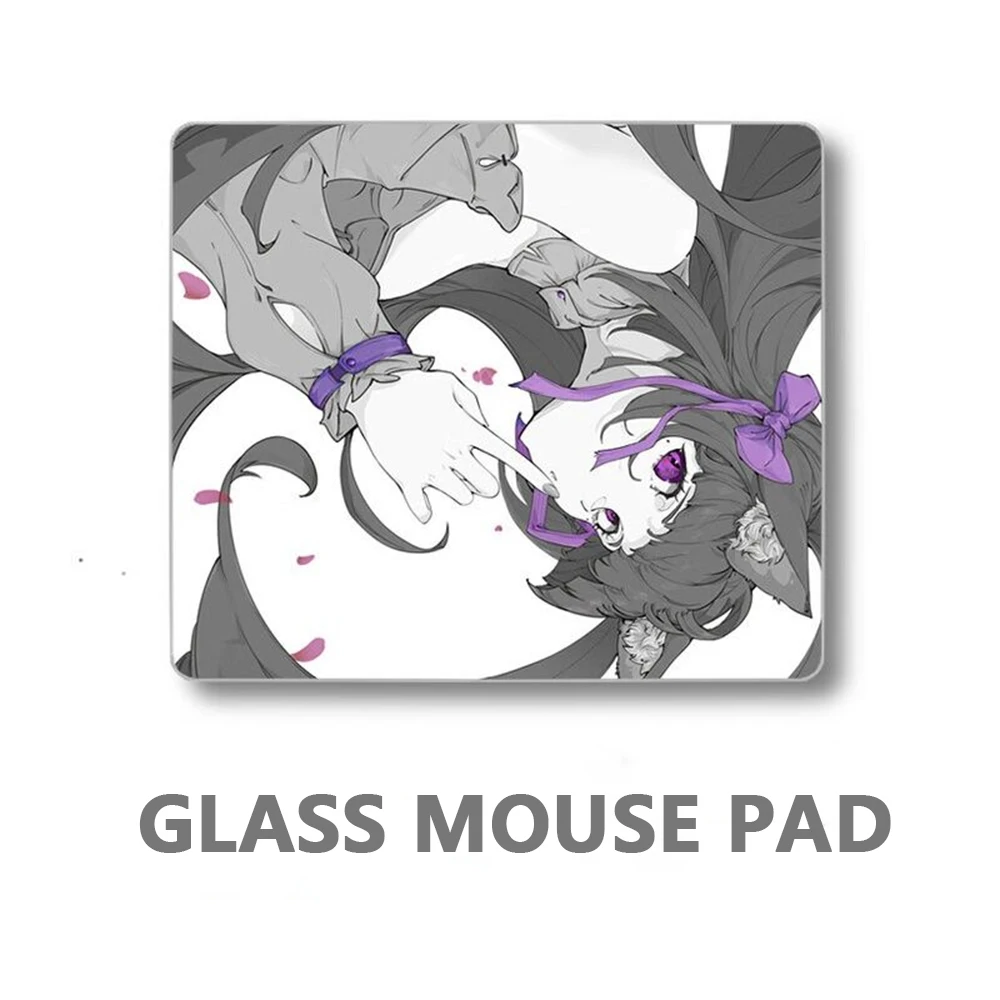 Cool Anime Girl Glass Mousepad Sora Game Mouse Pad Customized Pattern Tempered Smooth Gaming Desk Mat Fps Esports Office Gaming