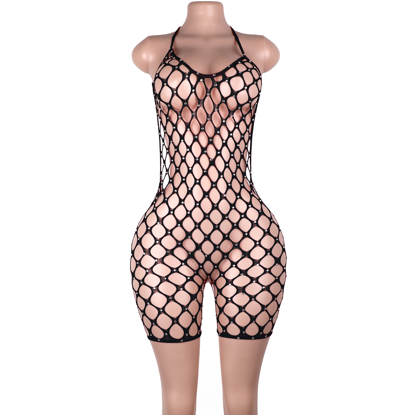 Rhinestone Mesh Shorts Oversized Net Stage Wear Exotic Stripper Outfit Sexy Nightlife Performance Costume Club Apparel Fashion view 4