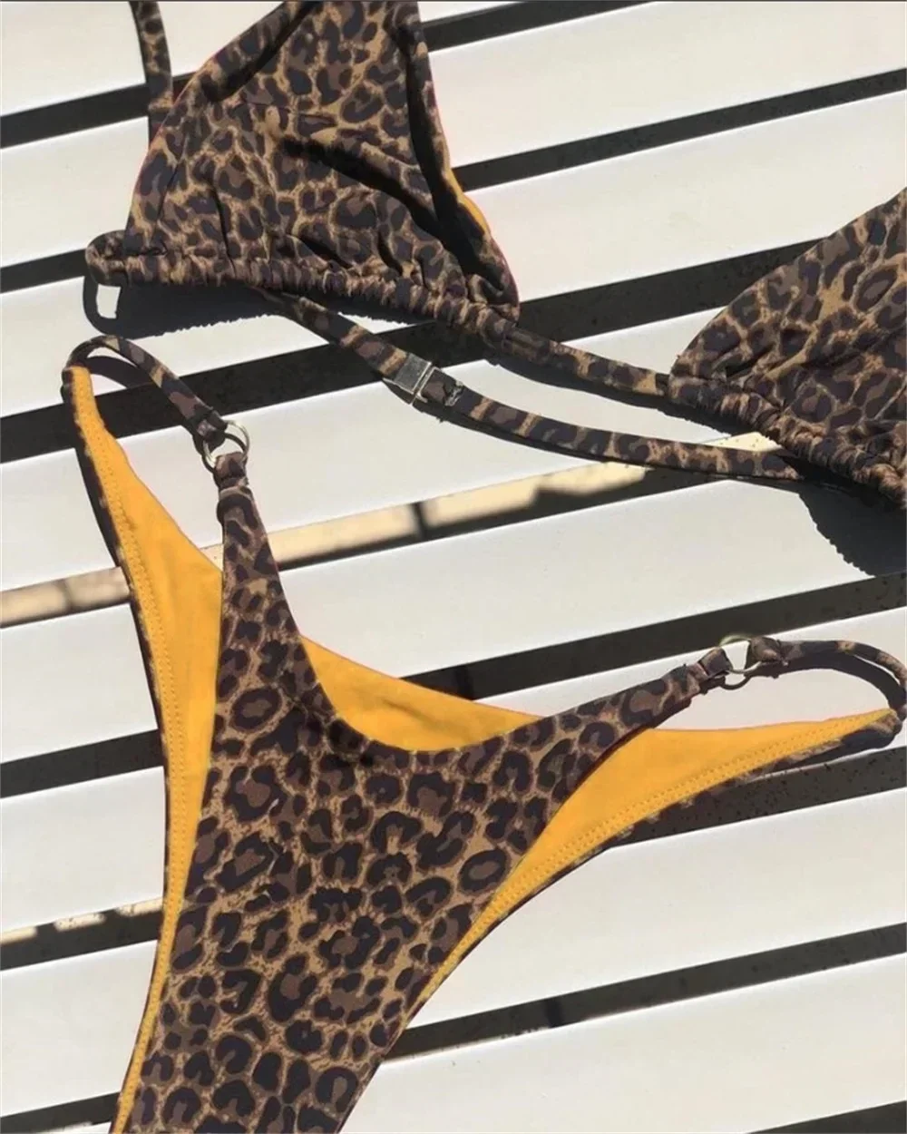 Sexy String Bikini Leopard Print Back Hook Push Up Swimsuit Women Two Piece Swimwear Triangle Thong Brazilian Beach Bathing Suit