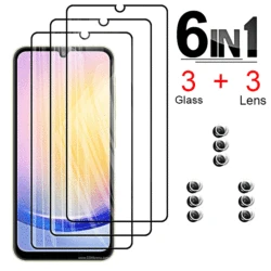 Tempered Glass for Samsung A25 A35 A14 A24 A15 4G 5G Protective Screen Protector Camera Lens Case on Galaxy A24 A34 A54 a05 a05s