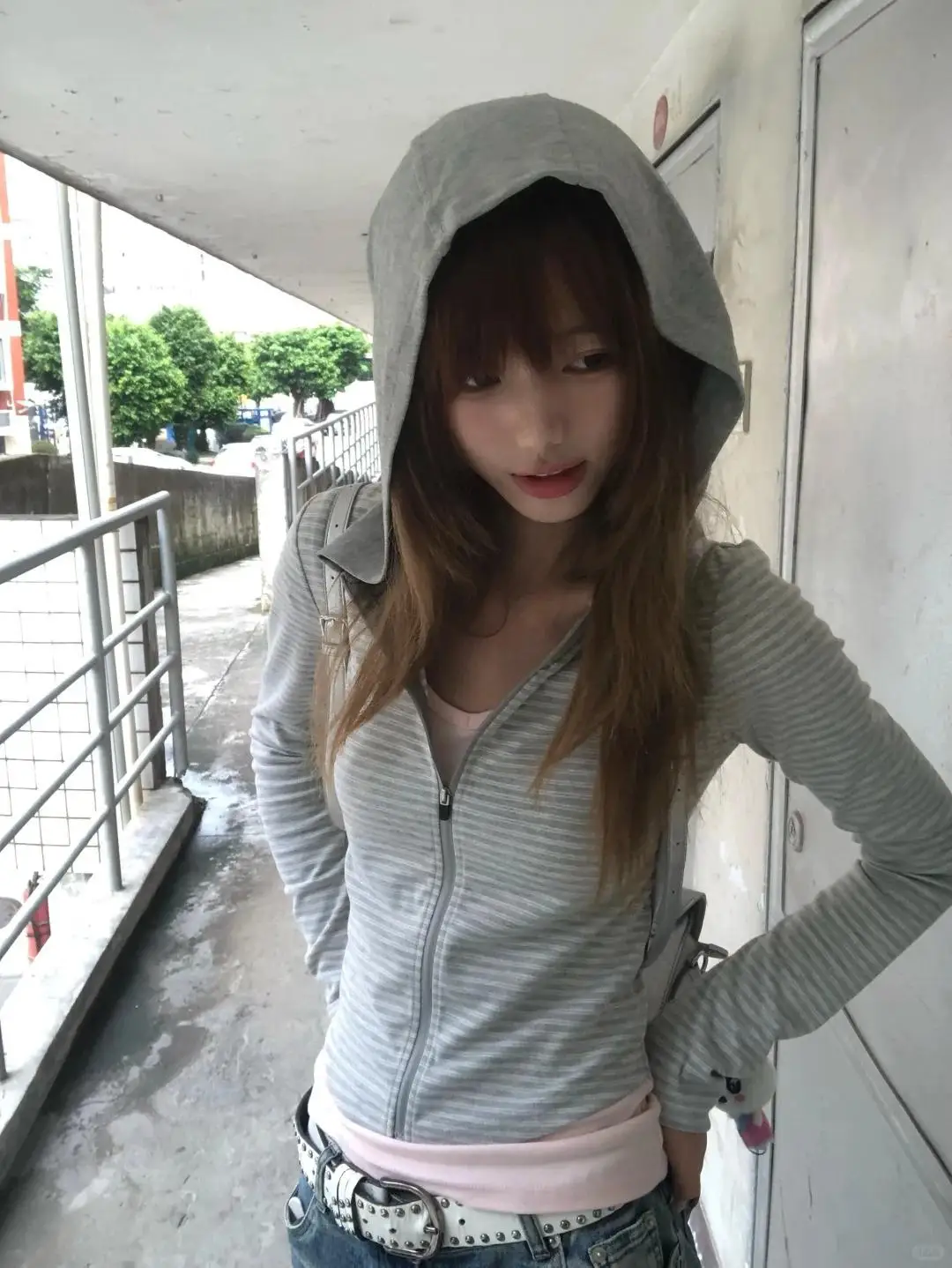 

Американские винтажные японские толстовки с капюшоном для женщин, полосатая толстовка с длинными рукавами, уличная одежда в стиле Y2k, полосатая толстовка на молнии, зимняя одежда для женщин