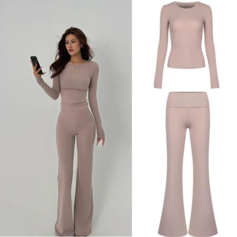 

Комплект Spicy Girl, круглый Ne Long Sve, повседневные брюки длиной до пола, костюм из двух предметов, зимняя коллекция из полиэфирного волокна Faion