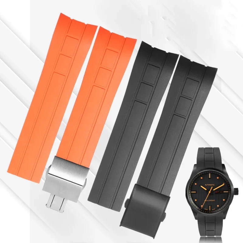 Arc Mouth Rubber Watch Band For Citizen Air Eagle / Mido Helmsman M005 Sao Orange Men's Black Blue Watch Strap 23mm 22mm