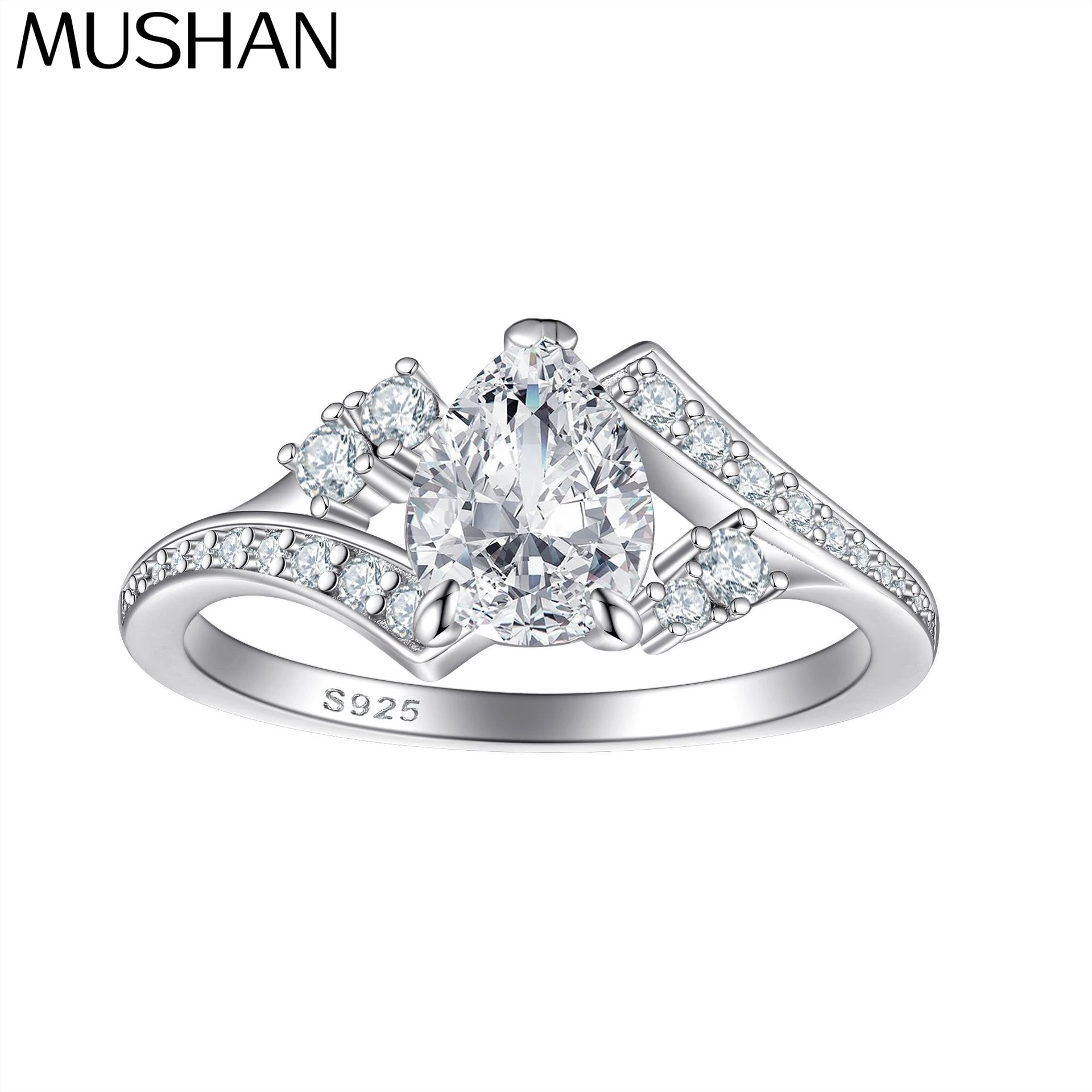 

MuShan Designer Jewelry 925 Sterling Silver Ring Zircon 5A Grade Emerald Daily Wear for Her 18K Gold Plated Fine Jewelry Rings