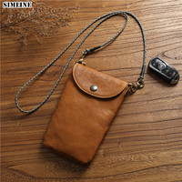 Genuine Leather Shoulder Bag For Men Origianal Cowhide Vintage Casual Small Messenger Crossbody Bags Mobile Phone Cellphone Bag