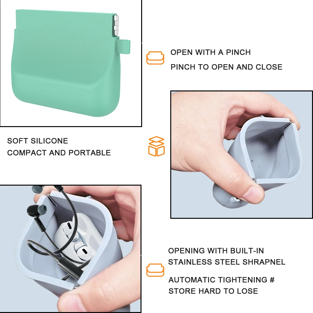 Silicone Headphone Organizer Earbud Case, Cable Storage Case Mini Key Bag Cell Phone Accessories For Earphone, Earbud, Cable, Co