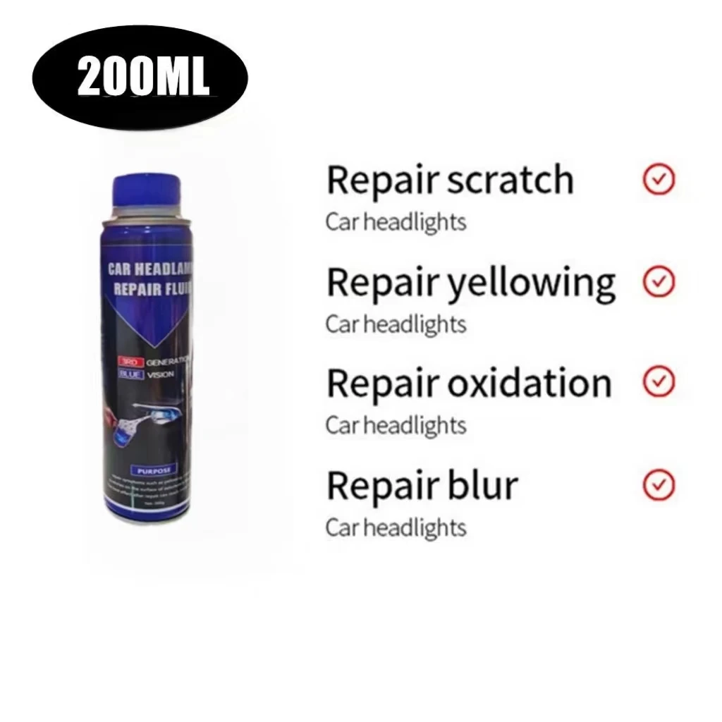 Headlight Polishing Liquid Polymer 200Ml Cleaning Kit Car Headlight Lamp Restoration Repair Car Accessories Polishing Set