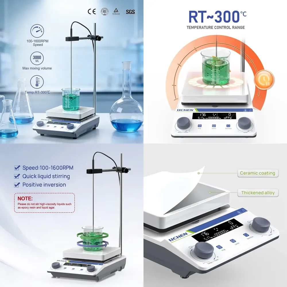 LCH Laboratory Magnetic Stirrer with Heated Plate, Digital Display, 2000rpm, PTFE Coated Stirring Bar