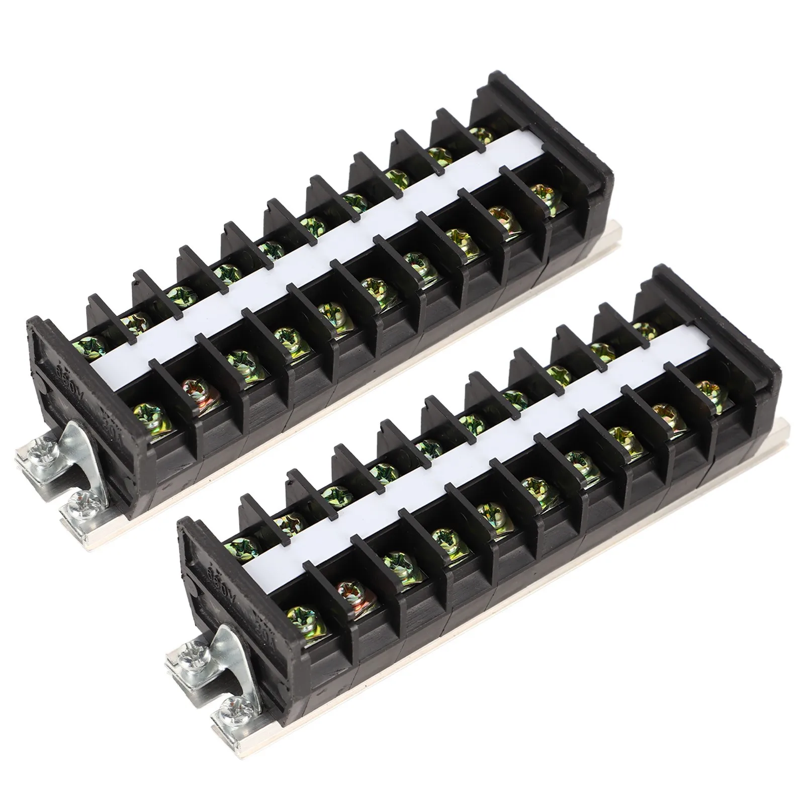 2pcs Screw Terminal Strip Dual Rows 660V 20A Dustproof Cover Safe Multipurpose Wire Barrier Block