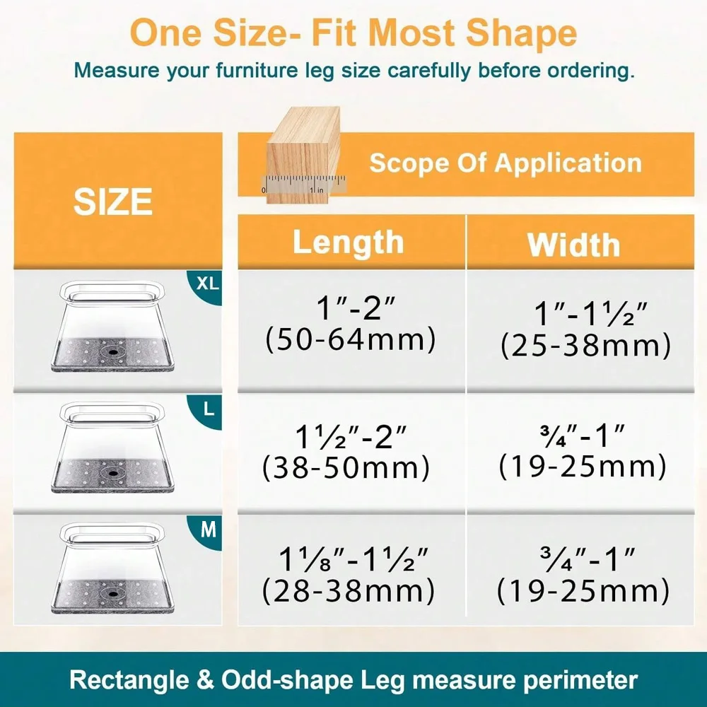 24PCS Chair Leg Floor Protectors Rectangle Chair Leg Protectors for Hardwood Floors Silicone Pads Covers to Protect Floors