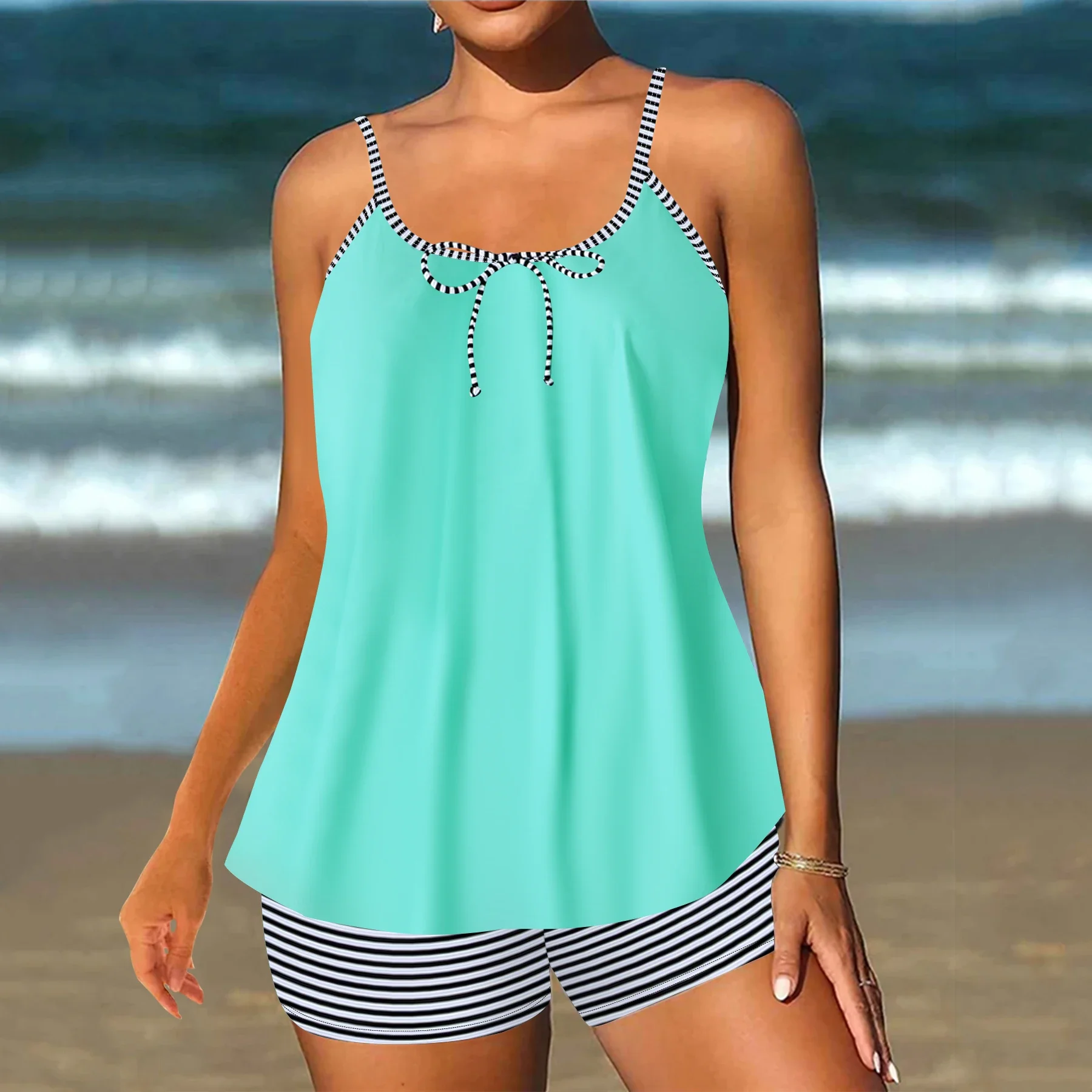 Floral Print V Neck Tankini Sets, Summer Sexy Bikini  Two Pieces Swimsuit, Women's Swimwear & Clothing   Fashion Beachwear