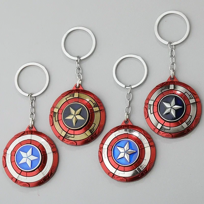 Creative Marvel Series Captain America Shield Keychain Rotating Dripping Shield Avengers Keychain Popular Accessory Pendant