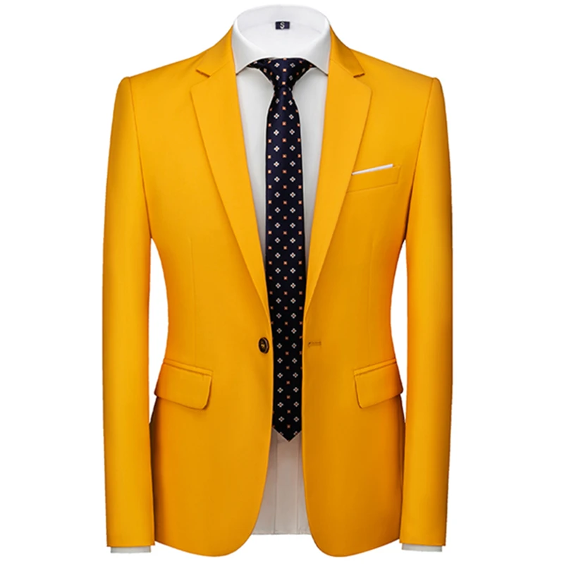 2023 Fashion New Men\'s Casual Boutique Solid Color Suit Coat / Men\'s Slim Fit High Quality Business Groom Wedding Blazer Jacket