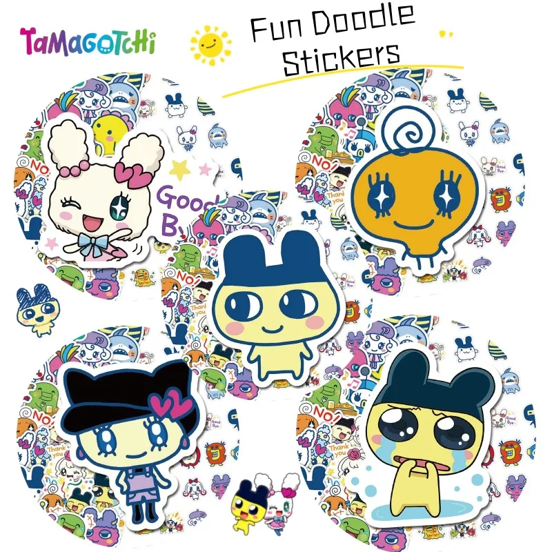 New Bandai Tamagotchi Mametchi Fun Graffiti Sticker High Color Value Creative Decorative Bicycle Notebook Phone Case DIY Sticker