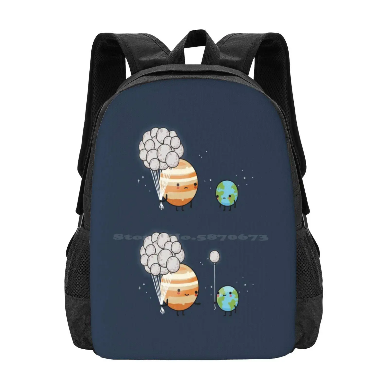 Ransel desain gambar cetak 3D malam anda tas pelajar Bumi bulan Jupiter planet luar angkasa persahabatan wawaiwa Bintang Cinta