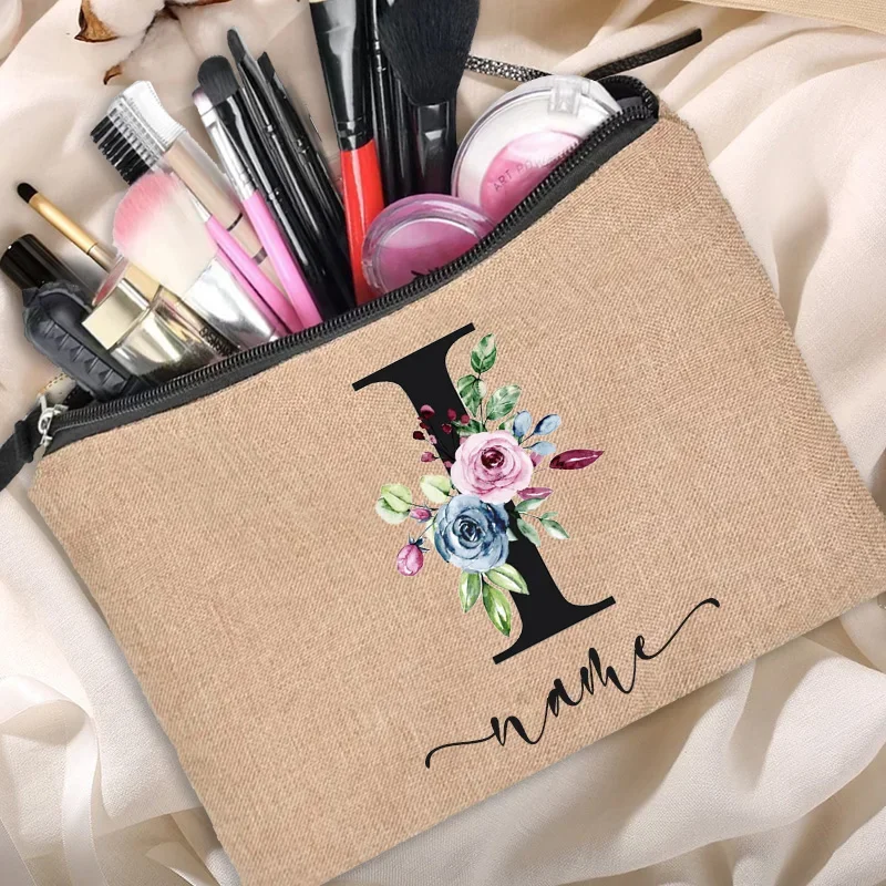 Personalisierte personalisierte Name Leinen Make-up Tasche Bachelor Party Lippenstift Tasche Brautjungfer Clutch Kosmetiktasche Outdoor Reise Schönheit – Detail 8