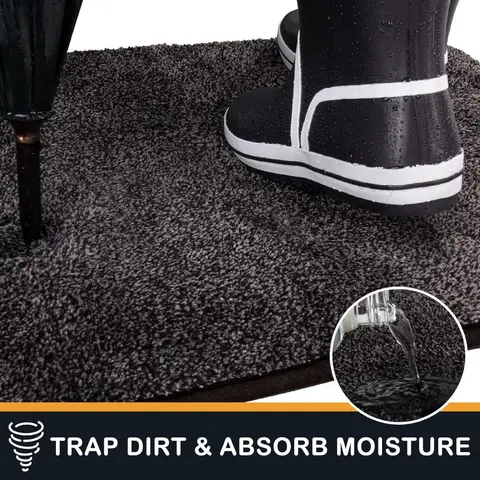 Absorbent Door Mat 34 x 59 - Non-Slip, Machine Washable, Shoe Scraper, Pet-Friendly Entry Rug