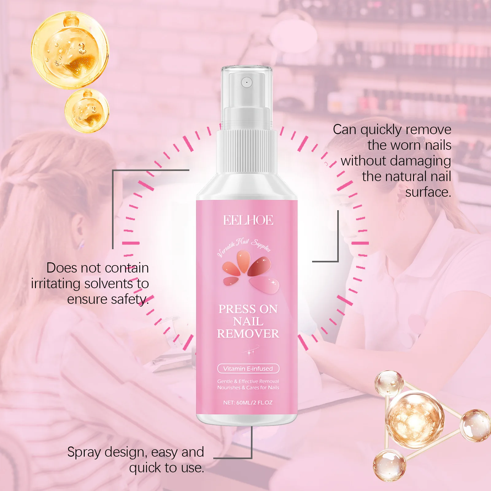 Press on Remover Spray Kit per la rimozione dell'adesivo per unghie unghie finte Soft Protect Nail Tips nutriente Gel solido prodotti per la cura della bellezza