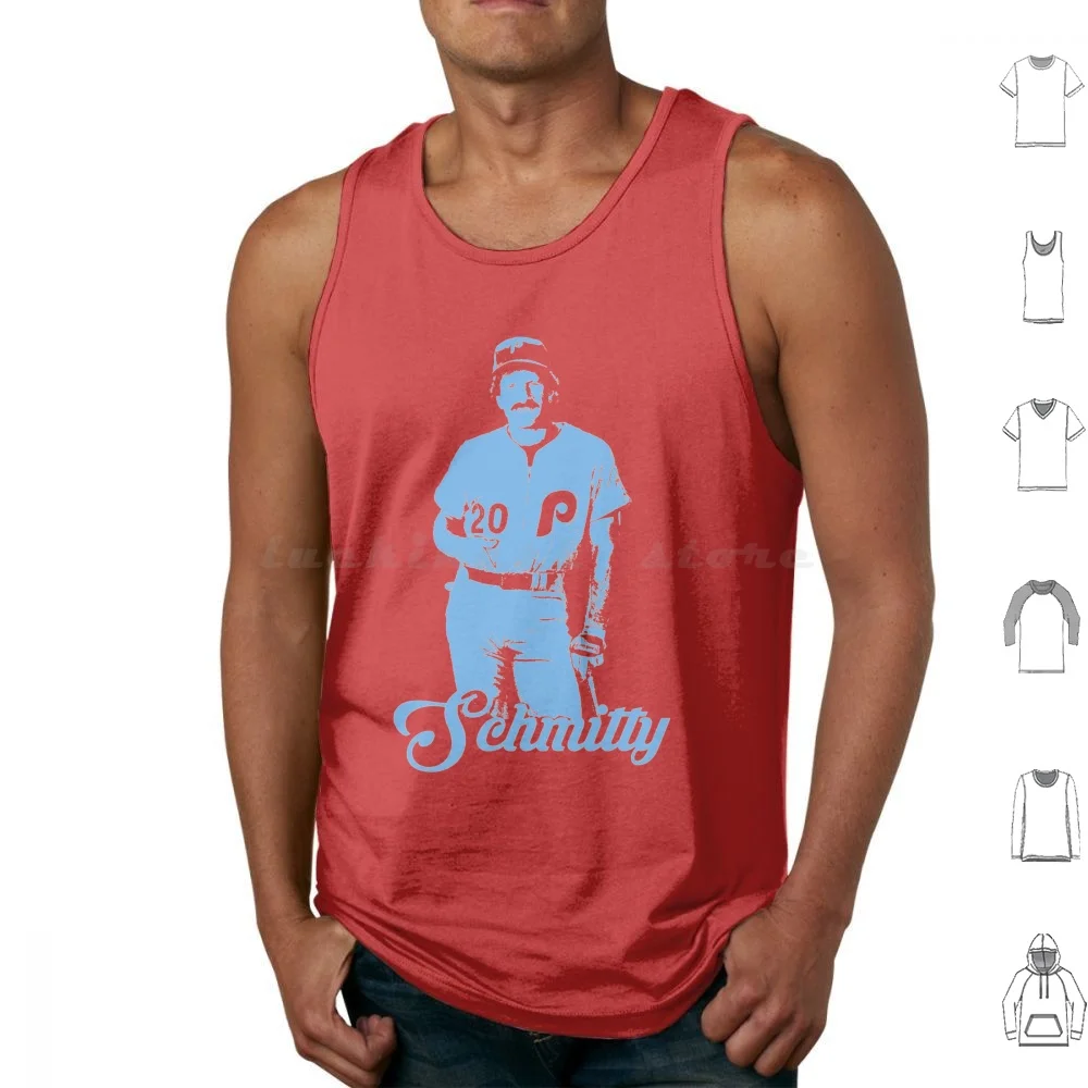 Schmitty-Michael Jack Schmidt-Blue Stencil Tank Tops Vest Sleeveless Phils Mike Schmidt Spring Training Philadelphia