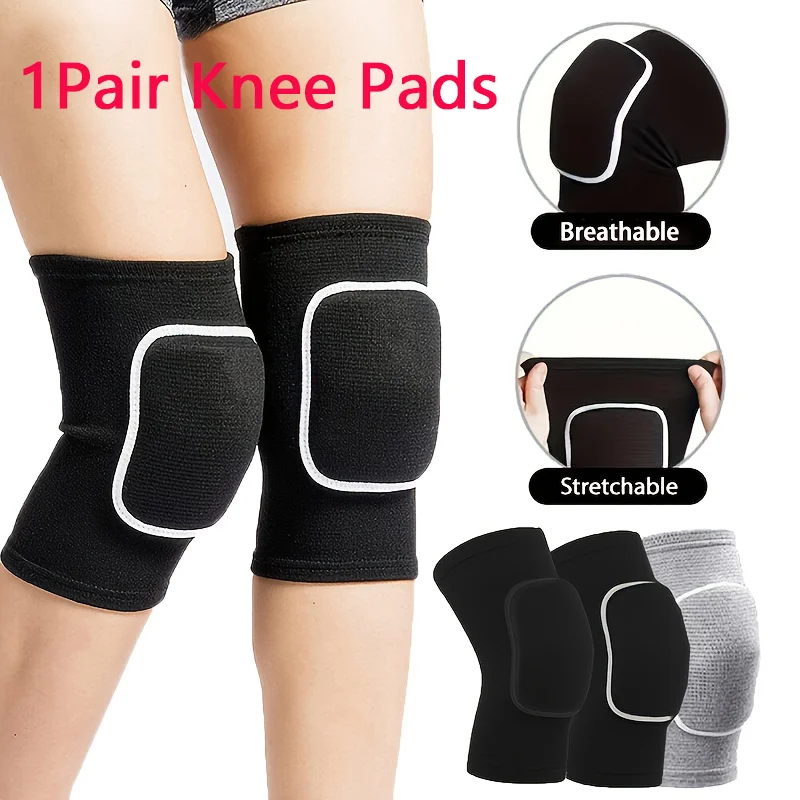 1Pair Sports Knee Pads Breathable Dancing Volleyball Soccer Patella Brace Support Unisex Gym Fitness Yoga EVA Sponge Kneepad