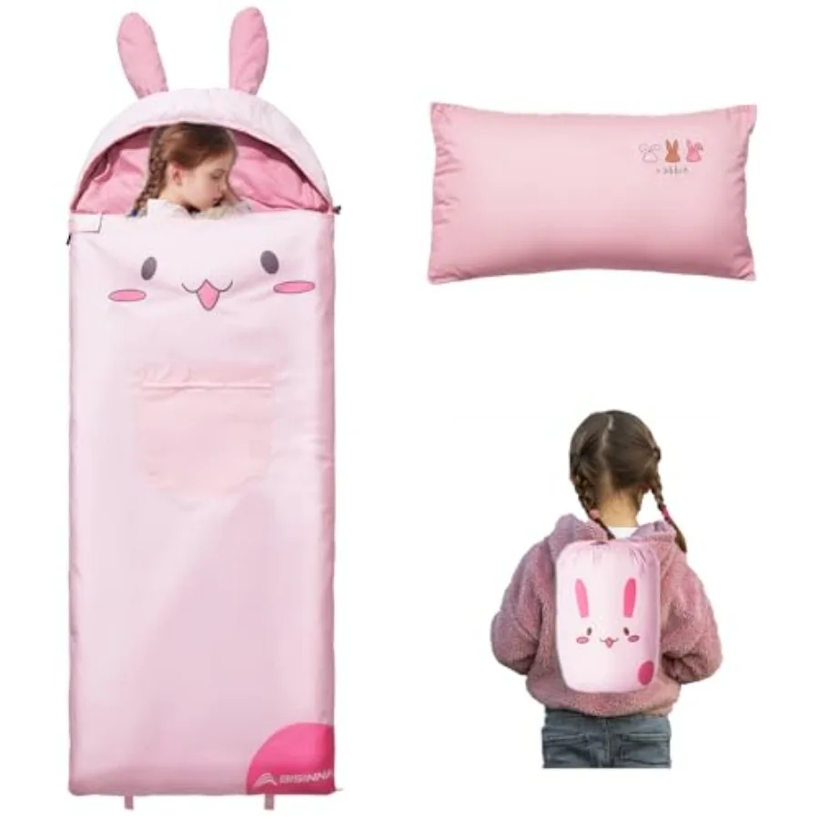 

Sleeping Bag for Boys Girls with Pillow 3 Season Camping Sleeping Bag Portable for Hiking Backpacking Indoor Outdoor