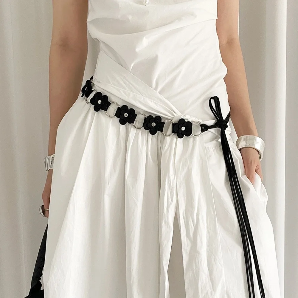 

Versatile Vintage Women's Belt Floral Ethnic Leather Waist Rope Sweet Boho Dress Jeans Belt Waist Decoration