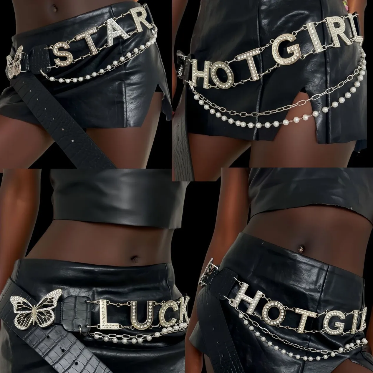 New Rhinestone Waist Chain Belt Cross-Border Item Y2K Yabi Shibuya Hot Girl Letter Style D.I.A