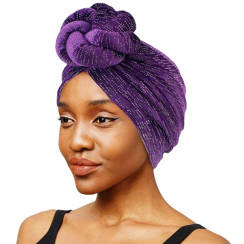Large Diamond Knotted Velvet Women Hijab Turban Head Wraps African Twist Head Scarf Muslim Hair Accessories India Hat Chemo Caps