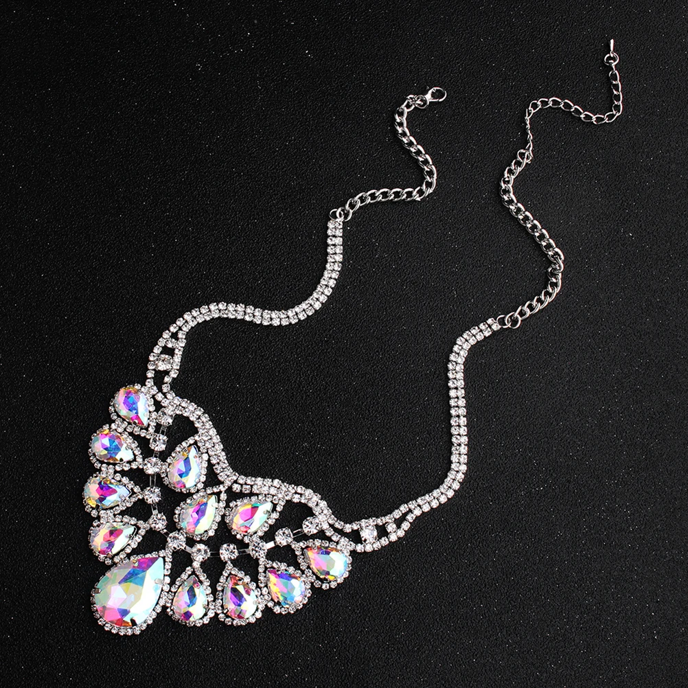 

1pc Rhinestone Necklace Clavicle Chain Wedding Party Neck Ring Women Delicate Jewelry Decorative Adornment Daily Wear